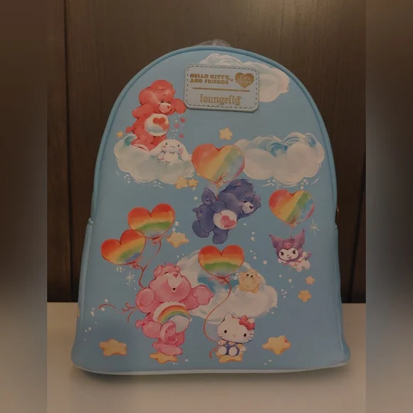 Sanrio x Care Bears Loungefly Small Blue Backpack Kuromi Hello Kitty NWT - Picture 2 of 8